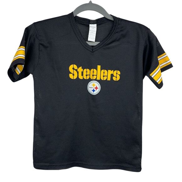 Franklin Pittsburgh Steelers Youth Medium Football Jersey Black Mesh Shirt - Picture 1 of 6